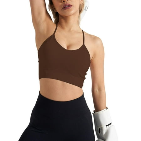 FUNUONY Big Sale!! Push Up Bras for Women 2025 Trendy Sports Underwear Vest Buckle Fitness Yoga Bra Women Coffee M
