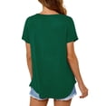 thumbnail image 6 of Xuanfei Women V Neck Short Sleeve Pleated Curve Hem Solid Color T-shirt, 6 of 8