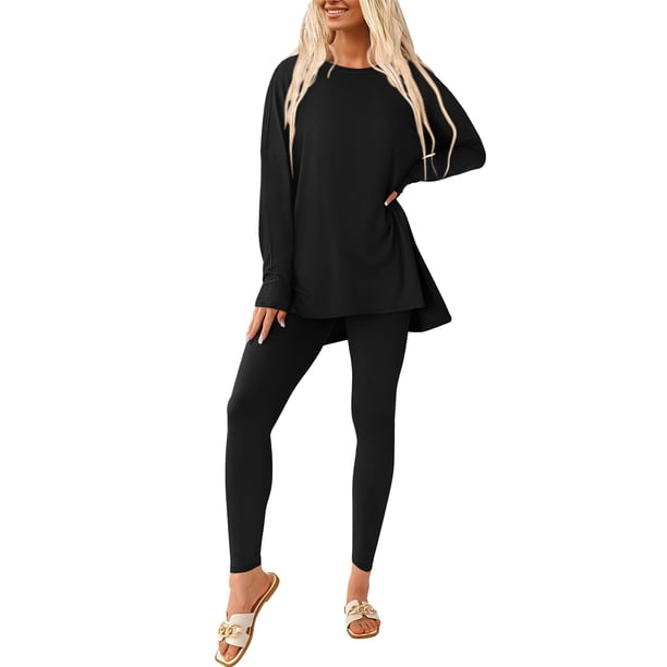 Conjunto de Dos Piezas para Mujer PRETTYGARDEN Lounge Negro XL