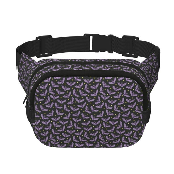 Disketp Bat Purple Riñonera de Doble Capa, Bolsa de Cintura Ajustable para Viajes, Correr y Senderismo, Riñonera Ligera para Hombre y Mujer