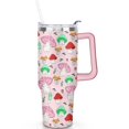 thumbnail image 2 of 40oz Cute Colorful Botanical Mushroom Stainless Steel Flip Straw Tumbler Spill Proof Travel Cup Double Wall Vacuum Insulated Coffee Mug with Top Handle, 2 of 6