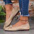 thumbnail image 2 of Womens Square Toe Ballet Flats - Slip On Comfortable Casual Shoes for Women with Bow, Everyday Flats in Khaki,Size 7.5, 2 of 9