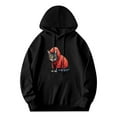 thumbnail image 1 of Chandail à Capuche à Manches Longues pour Hommes avec Poches - Design Coloré de Chat en Rouge avec Motif Toile d'Araignée Coupe Décontractée, 1 of 7