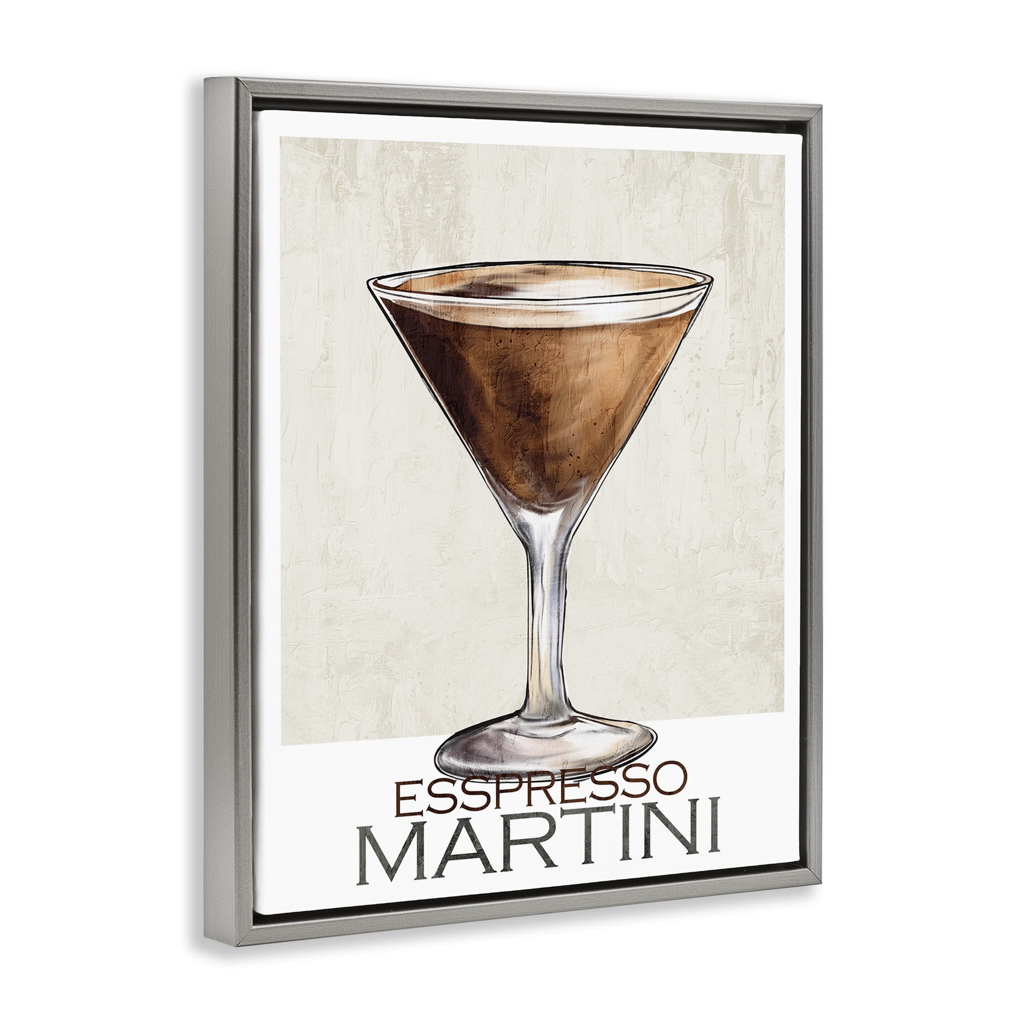 Stupell Industries Sophisticated Espresso Martini Gray Framed Floater Canvas Wall Art, design by Kim Allen