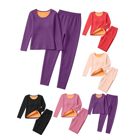 Velvet Thermal Set for Women Thickened Warm Base Layer Top & Leggings, Crew Neck Slim Fit Long for Winter