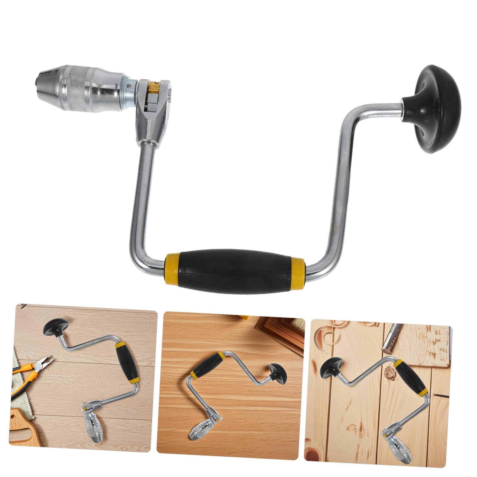 Portable Hand Crank Drill with Swing Arm Carpenter Bit Support Hand Tool for Accurate Drilling In Various Materials