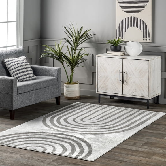 nuLOOM Sena Modern Rainbow Area Rug, 5' x 8', Light Grey