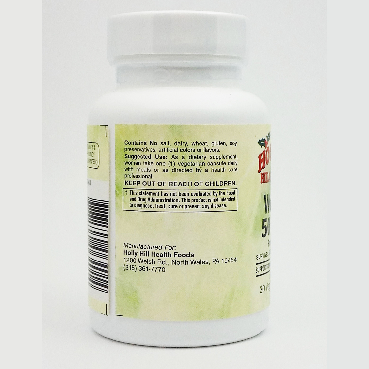 Holly Hill Health Foods, Women's 50 Billion Probiotic, 30 Vegetarian Capsules