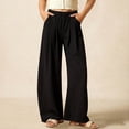 thumbnail image 2 of Girls High Waisted Uniform Pants Kids Wide Leg Dress Pants Casual Trousers with Pockets 5-14 Years Black, 2 of 9