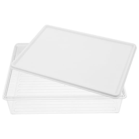 HEMOTON Transparent Stackable Ice Bin for Freezer with Lid Space-Saving Kitchen Organizer Clear Refrigerator Organizer Fruits and Vegetables Storage Holder