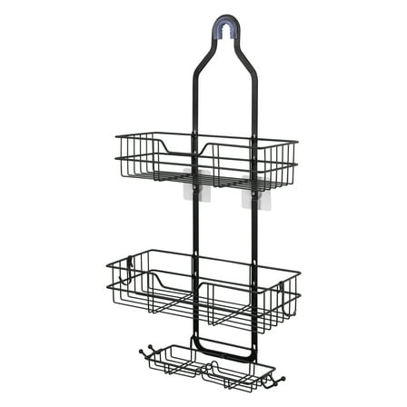 Over Head Shower Caddy Basket with Hooks, 3 Layers Bathroom Storage Rack Shelf
