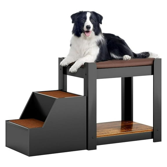 Pet Bunk Bed with Removable Stairs, Pet Stairs Window Perch, Dog Cot with 2-Tier Steps, Elevated Dog Bed,Pet Steps for Couch, or Window