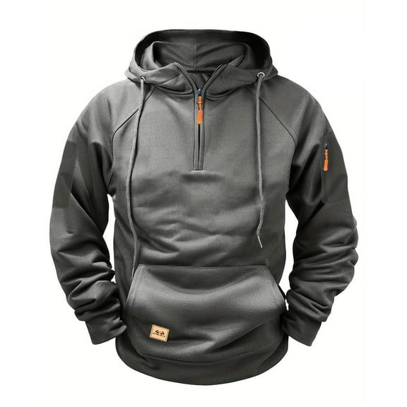Men's Sherpa Lined Hooded Sweatshirts Fleece Pullover Basic Tops Warm Crewneck Winter Hoodies Dark Gray S