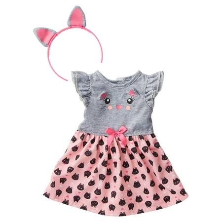 My Life As Gray & Coral Kitty Outfit with Headband, 2 Pieces