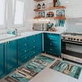 thumbnail image 5 of Farmhouse Kitchen Mats for Floor, Green Brown Turquoise Teal Kitchen Rugs Set of 2 Carpet Non-Slip Area Runner Rug, Vintage Modern Rustic Kitchen Decor and Accessories Stuff, 17x30 and 17x47 Inch, 5 of 6