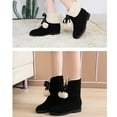 thumbnail image 6 of Lovskoo 2024 Cute Snow Boots for Women Faux Suede Slip On Invisible Height Increasing Elevator Shoes Plush Fleece Lined Mid Calf Booties Black, 6 of 9