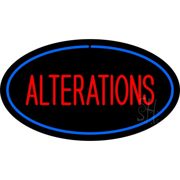 Oval Red Alteration Blue Border LED Neon Sign 17" Tall x 30" Wide - inches, Black Square Cut Acrylic Backing, with Dimmer - Bright and Premium built indoor LED Neon Sign for Storefront.