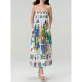 thumbnail image 2 of SUNSIOM Robe Sans Manches à Bretelles Spaghetti pour Femmes Robe Longue Fluide d'Été Imprimée pour Fête Cocktail Plage Mode Urbaine, 2 of 6