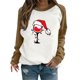 thumbnail image 1 of Gibobby Sudadera navideña mujer Suéter de manga larga con contraste de felpa de felpa con estampado de manga de vellón para mujer(Marrón,G), 1 of 4