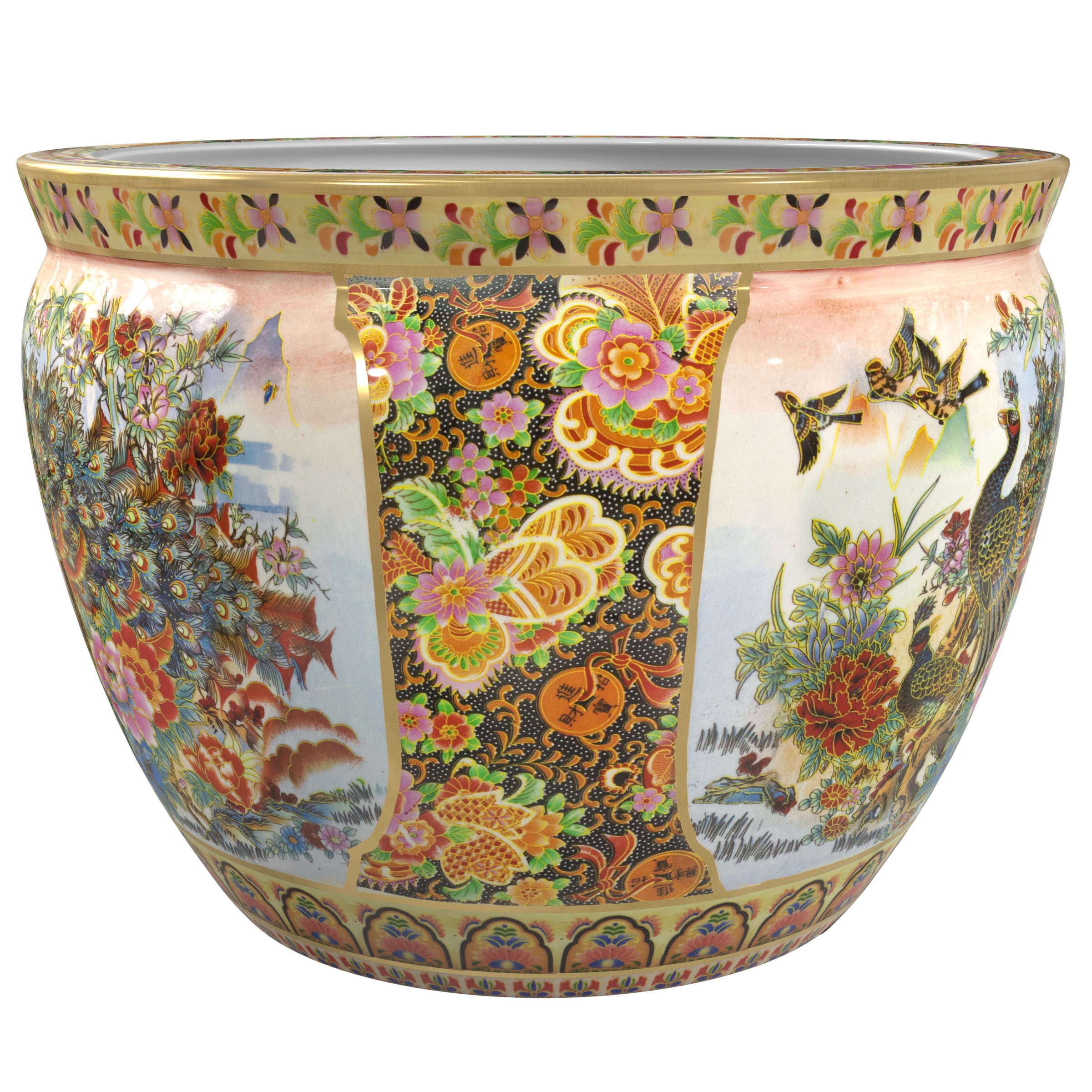 Red Lantern Large 22" Satsuma Porcelain Fishbowl Planter