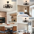 thumbnail image 3 of HOOMEDELIER 3 blades Ceiling Fan with Lights Remote Control 25" Rustic Bladeless Chandelier Fan Lighting Caged Fandelier for Farmhouse, 3 of 9