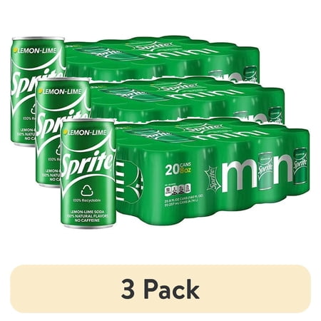 (3 pack) Sprite Lemon Lime Soda Soft Drinks, 8 fl oz, 20 Pack