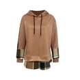 thumbnail image 4 of Womens Hoodie Sweatshirts Plaid Patchwork Hooded Pullover Top Preppy Long Sleeve Trendy Sweatshirt Fall Outfits, 4 of 5