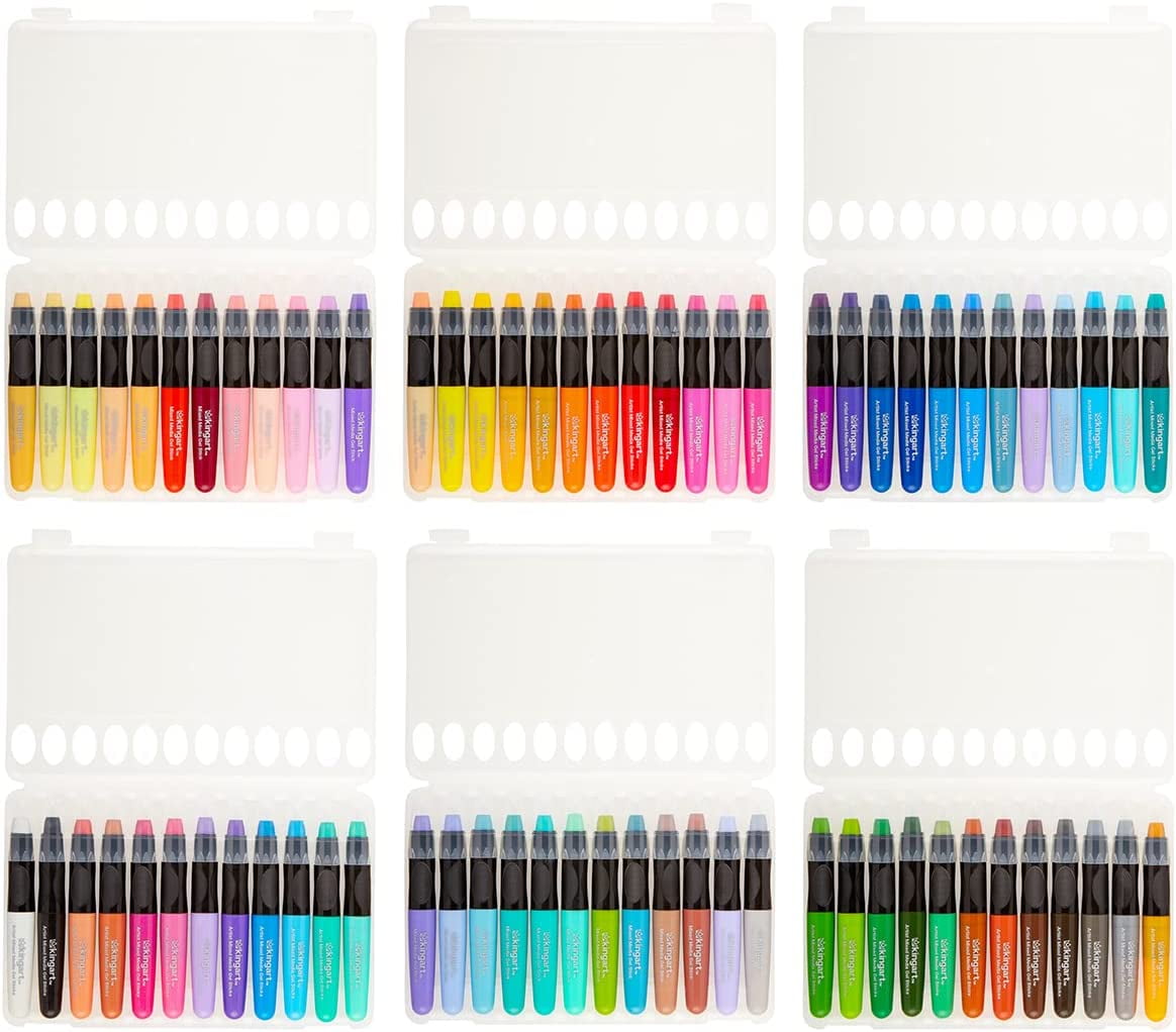 KINGART Gel Stick Artist Crayons – 72 Unique Vibrant Colors for Mixed Media, Blending, and Creative Art Projects