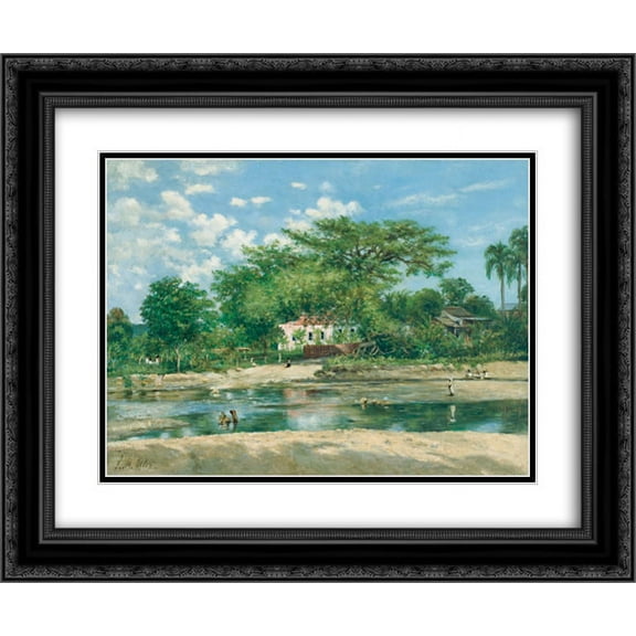 Francisco Oller 2x Matted 24x20 Black Ornate Framed Art Print 'La ceiba de Ponce'