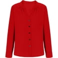 thumbnail image 6 of Satingcolo Linen Button Down Shirt Women Summer Fall Fashion Long Sleeve Gauze Tops Dressy Casual Work Blouse with Pocket Red M, 6 of 6
