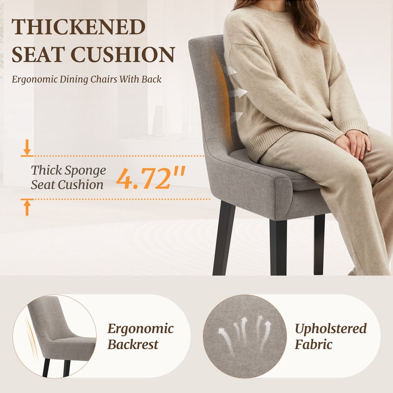 COLAMY Mid-Back Corduroy Dining Chairs, Upholstered Accent Side Chairs - Camel (Set of 2)