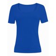thumbnail image 4 of Women's Casual Short Sleeve Scoop Neck Summer Tops Ribbed Knit Slim Fit Tee Shirts, 4 of 5