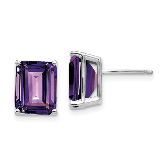 Primal Gold 14 Karat White Gold Emerald Cut Amethyst Stud Earrings