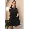 thumbnail image 5 of Womens Plus Size Cutout Round Neck Sleeveless Dress with Sheer Panel 95% Polyester and 5% Spandex Fabric Elegant Stretch, 5 of 8