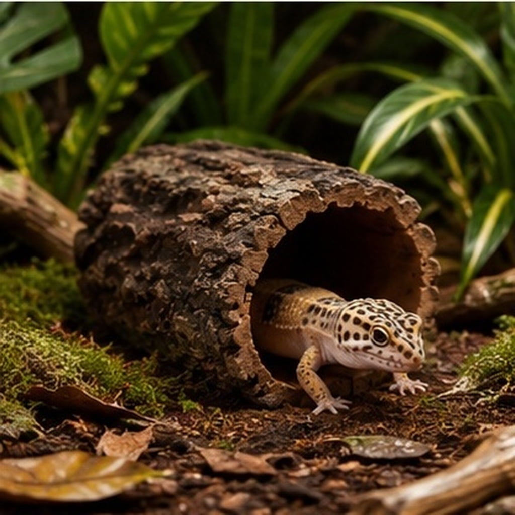 HONMEET Reptile Hide Cave Log Coffee for Terrarium Habitat Simulation and Shelter for Gecko Turtle Snake