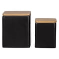 thumbnail image 1 of Dolomite Square Canister with Wooden Lid & Smooth Design Body, Coated Finish, Black - Set of 2, 1 of 1