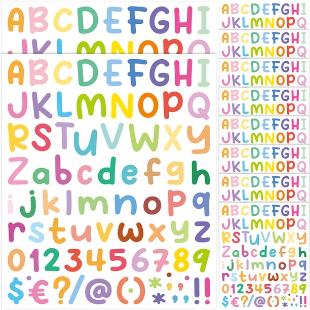 10 hojas Pegatizas de alfabeto Alphabets letras pegatinas de letras número de calcomanías de buzón etiquetas etiquetas