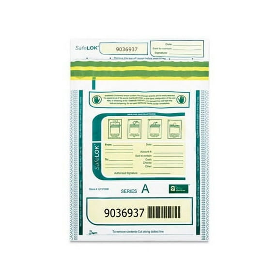 Deposit Bag 9 x 12, 2 mil Thick, Plastic, White/Gray, 100/Pack