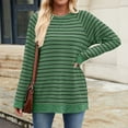 thumbnail image 5 of ShomPort Womens Striped Long Sleeve Shirts Cotton T-Shirt Loose Crew Neck Tunic Tops Fall, 5 of 8