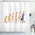 thumbnail image 1 of Evolution Shower Curtain, Cartoon Ape to Man Composition of Caveman to Businessman Graphic, Fabric Bathroom Set with Hooks, 69"W X 84"L Extra Long, Pale Orange and Multicolor, by Ambesonne, 1 of 3