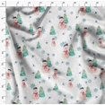 thumbnail image 4 of Soimoi White Poly Georgette Fabric Snowman & Tree Christmas Print Fabric by the Yard 42 Inch Wide, 4 of 5