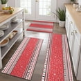 thumbnail image 2 of Red Christmas Striped Pattern Kitchen Rugs Sets Of 3,Kitchen Runner Rugs Non Skid Washable,Decorative Kitchen Floor Mats for Kitchen,Sink,Laundry,17"x30"+ 17"x47" + 17"x59", 2 of 6