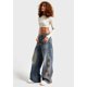 thumbnail image 4 of Pantalones Vaqueros Holgados Y2k Desgastados para Mujer, Estilo Boyfriend, con Bordados, Rotos, de Pierna y Retazos, de Cambray y Cintura Alta. Azul M, 4 of 9
