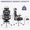 thumbnail image 2 of BeesClover Chaise de Bureau Ergonomique en Maille avec Accoudoirs 3D Réglables, Chaise d'Ordinateur de Bureau à Dossier Haut avec Repose-Pieds Rétractable et Roulettes – Chaise de Travail Pivotante Confortable pour Bureau et Maison (Noir), 2 of 7