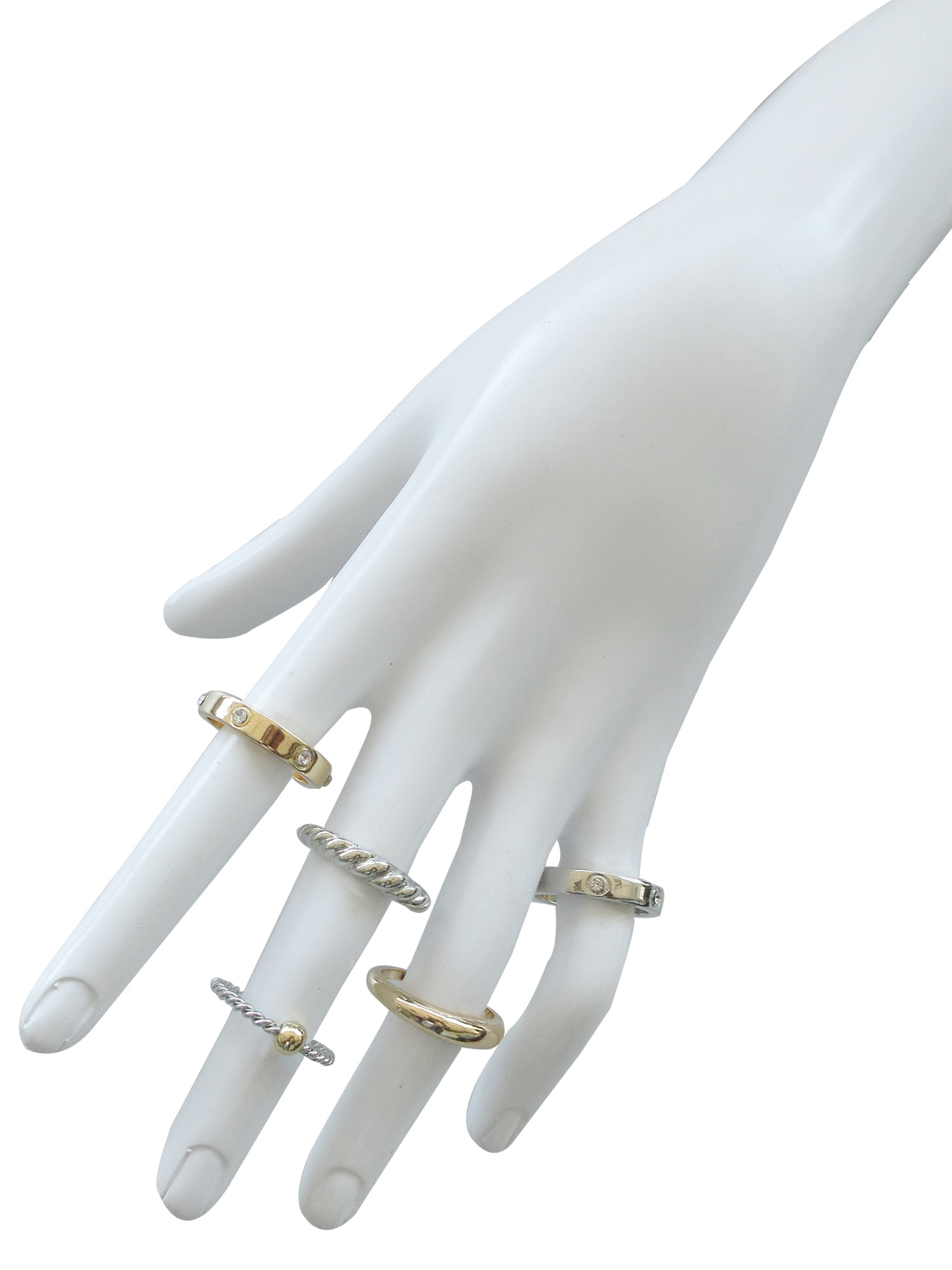 Time and Tru Women's Gold & Silver Ring Set, 5 Pack