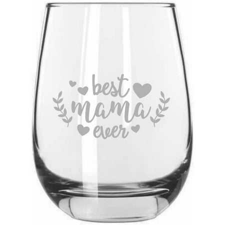 

Best Mama Ever 2 Mother s Day Etched 15.25oz Libbey Stemless Wine Glass