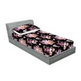 thumbnail image 2 of Tropical Fitted Sheet & Pillow Sham Set, Retro Watercolor Crystal Gems Diamonds Roses Leaves Feathers Pattern, Decorative Printed 2 Piece Bedding Decor, Twinxl, Dark Magenta and Khaki, by Ambesonne, 2 of 2