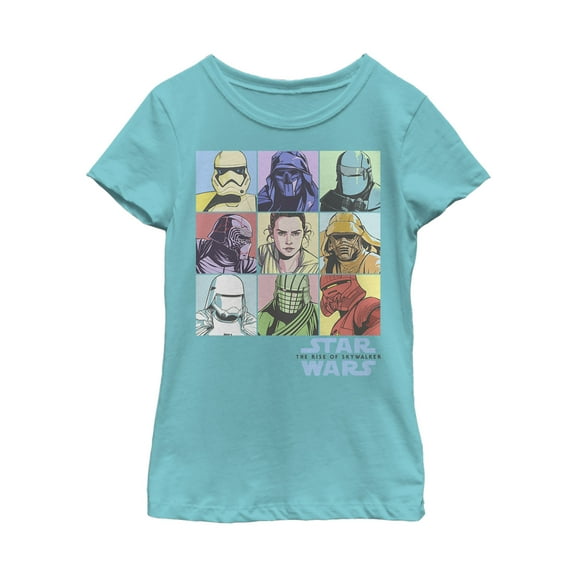 Girl's Star Wars: The Rise of Skywalker Pastel Character Box Graphic Tee Tahiti Blue X Large