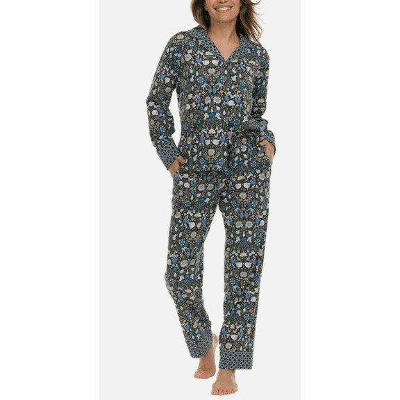 Vera Bradley Women's Notch Collar PJ Set Green Large