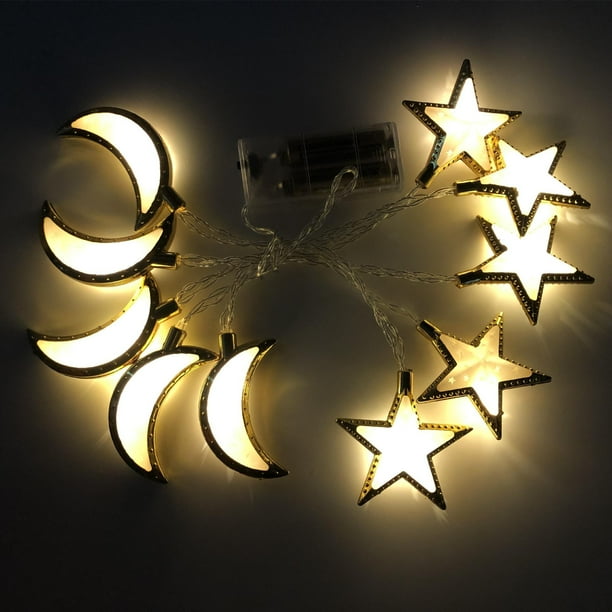 Luces Decorativas Led Eid Mubarak, Estrellas Musulmanas De Ramadán, Cadena De Luces De Color Luna, Decoración Colgante Duradera Para Fiestas Minnieouse HA045571-01